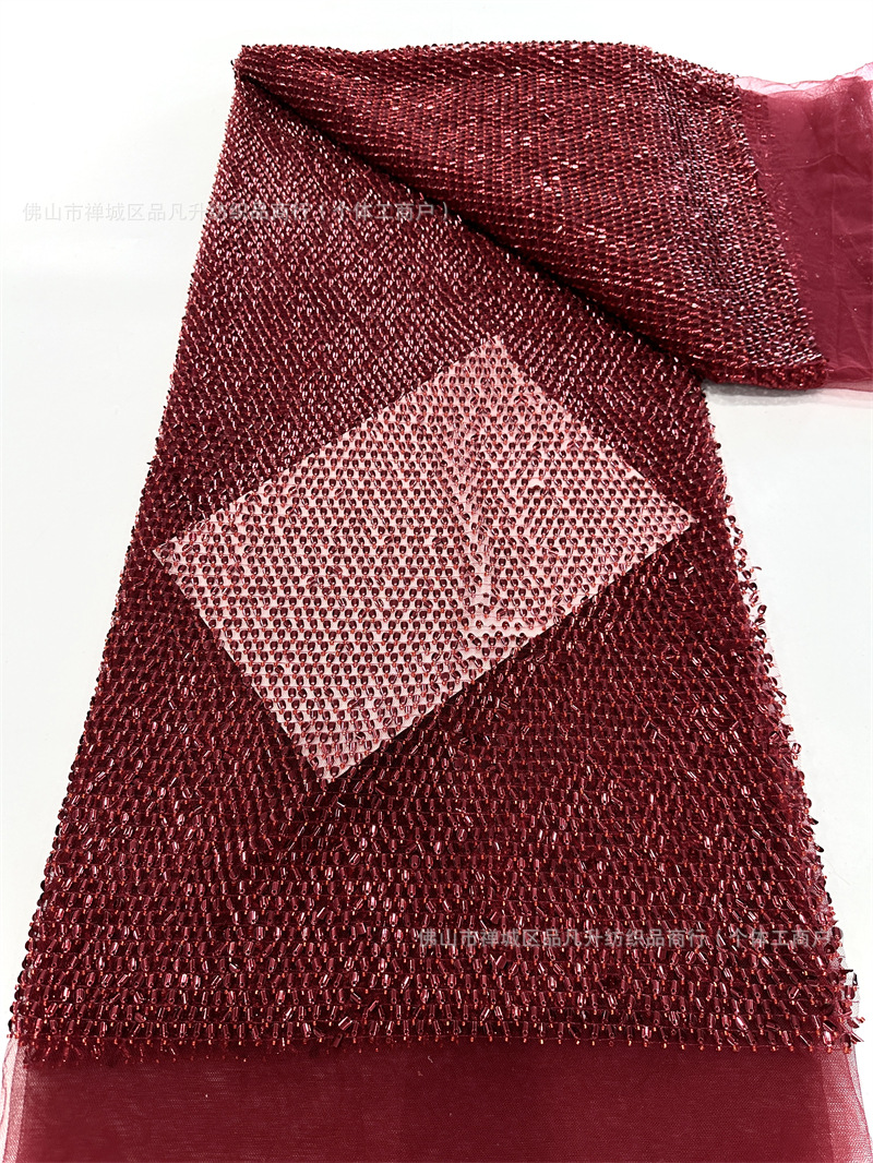 Fábrica de stock de bordado de sequinilla medio rollo de cebolla dorada multicolor ropa de brindis de alta fijación tela de vestido de cena
