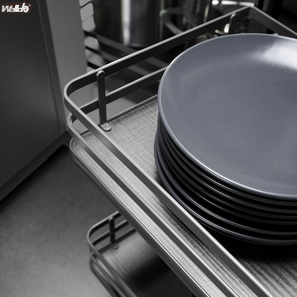 Welldo/纬东 橱柜转角拉篮转角小怪物拉篮四篮联动拉篮置物收纳篮