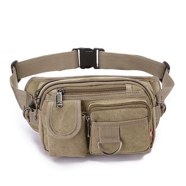 Factory Direct New Waist Bag Men's Multifunctional Large Capacity Canvas Waist Bag Sports Casual Crossbody Chest Bag