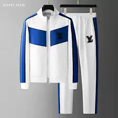 European Style Men's Premium Two-Piece Set: 2025 Fall New Color-Block Hoodie with Matching Casual Pants