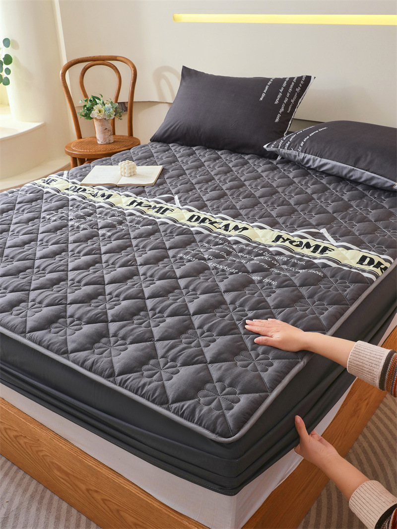 Color sólido pro-piel lavable algodón cama de algodón cama de comercio exterior cama de algodón máscara de cama a prueba de polvo gruesa cubierta protectora de Simmons