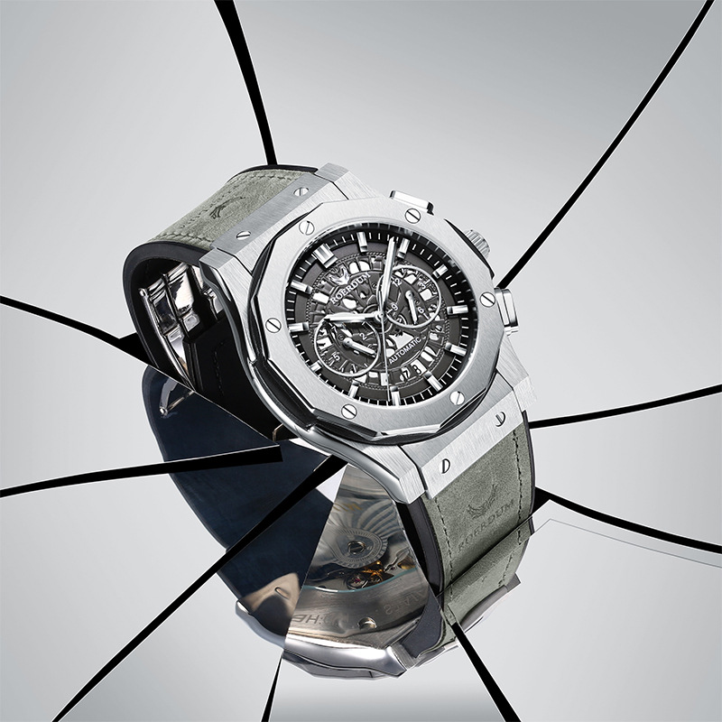 Raulton Roerdum Endless Fully Automatic Mechanical Watch Men's Watch Crazy Horse Leather Hollow Fashion Men's Watch