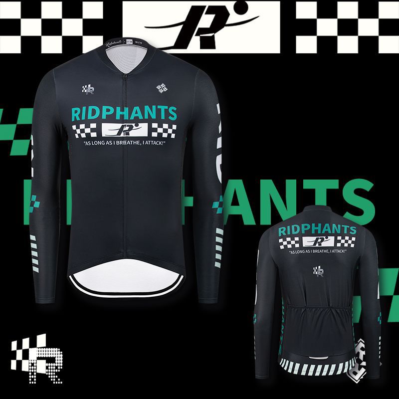 Black Race Version Autumn and Winter Riding Suit Thin and Fleece Long Sleeve Men's and Women's Bicycle Suit Bicycle Warm