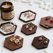 胡桃木实木展示橱窗陈列牌首饰展示架店铺小贴皮柜台耳钉耳环道具