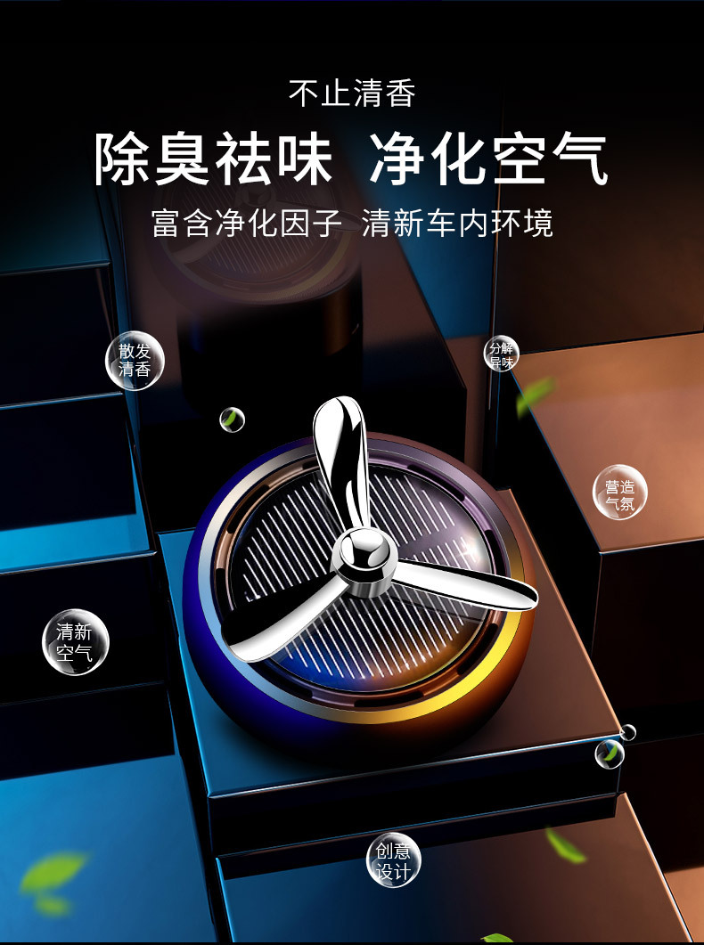 Solar Car Ornaments, Perfume, Light-Sensitive Rotating Car Aromatherapy, High-End Car Interior Ornaments, Long-Lasting Fragrance