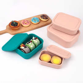 真巧食品级硅胶饭盒微波炉午餐便当收纳密封碗冰箱抗菌水果保鲜盒