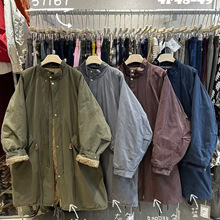 wj2025秋季新款女高领日系长款外套棉衣棉服宽松长袖休闲款褂子