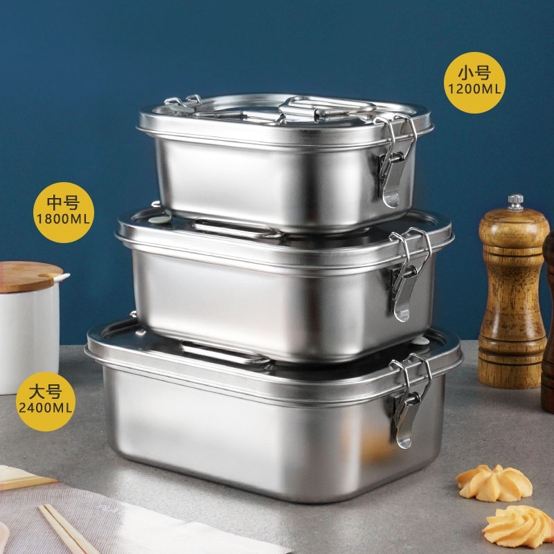 Lonchera de acero inoxidable 304, lonchera portátil para estudiantes con tapa, caja para conservar la frescura, caja de almacenamiento, lonchera compartimentada, bento box sellada y a prueba de derrames