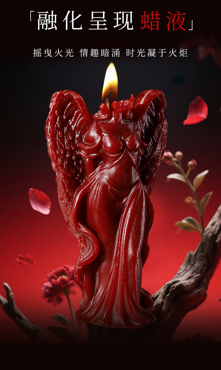 Low-Temperature Soy Wax Massage Candle for Couples, Wine Red, Unscented Aromatherapy — detail image 5