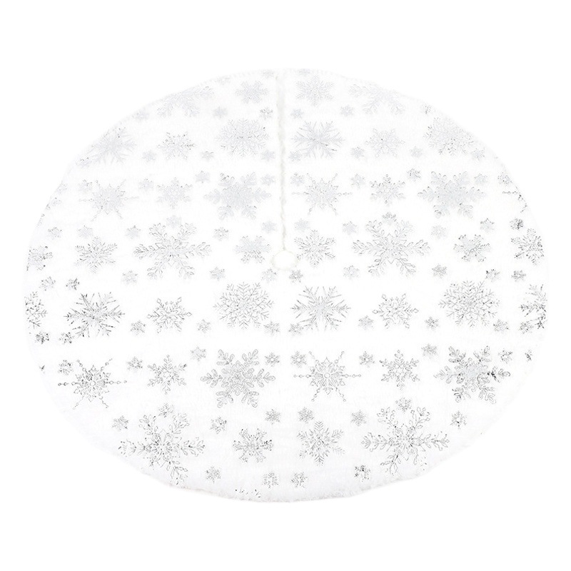 La falda del árbol de Navidad transfronteriza perlas de copo de nieve lentejuelas 90120cm Falda de felpa Navidad falda del árbol blanco Decoración