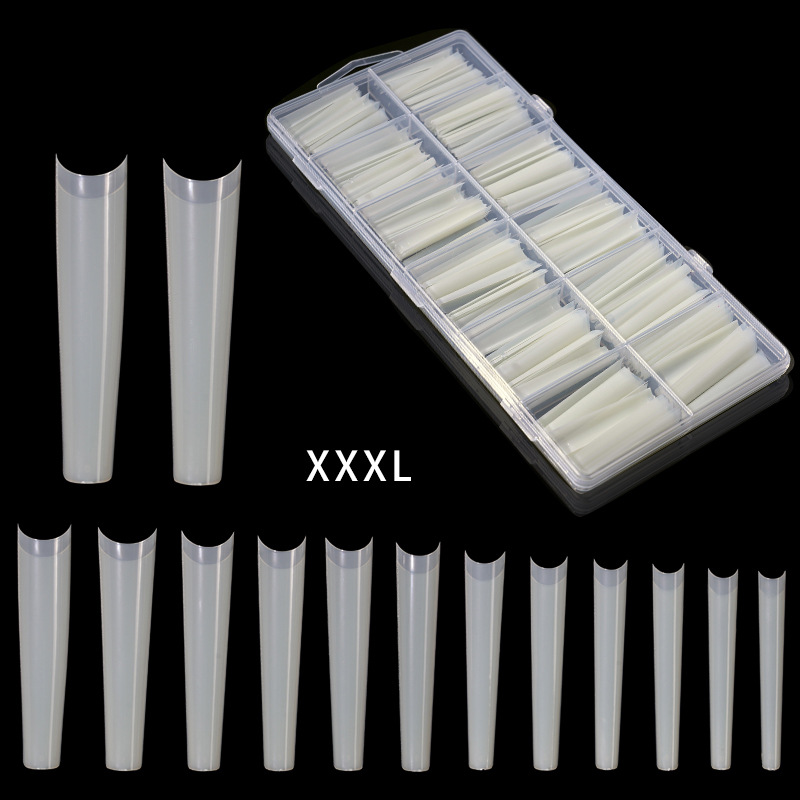 Uñas francesas europeas y americanas uñas largas de mezclilla uñas falsas 240 piezas en caja transparente pegatinas completas desgaste extendido uñas práctica