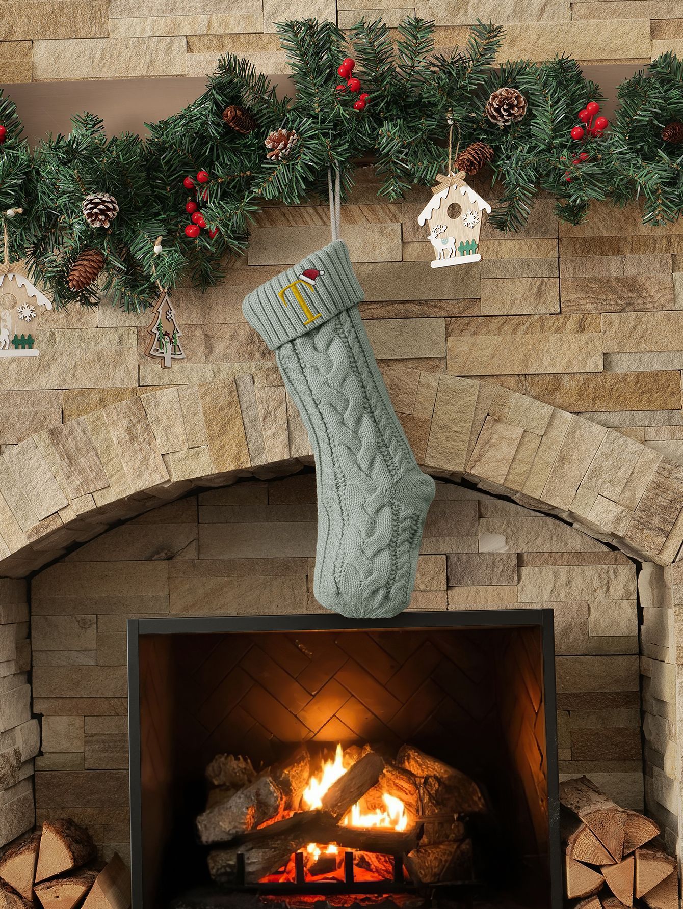 Amazon Europa y los Estados Unidos medias de Navidad personalizadas bordadas calcetines de letras de punto medias de regalo de Navidad colgantes fabricantes image 56