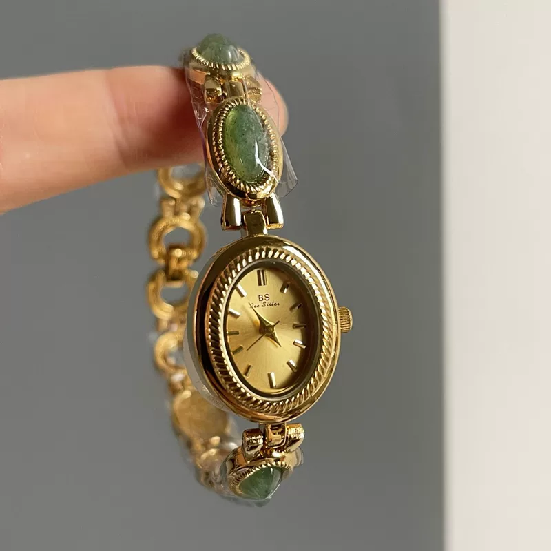 Fashionable small swiss watch jade, diamond dial, quartz bracelet, city style, small dial