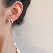双层设计贝母耳钉气质时尚通勤耳环2022年新款冷淡ins风几何耳饰