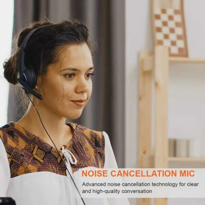 Wearing wired USB with remote control for learning, office, education, teaching, call center earphones_voghion.com