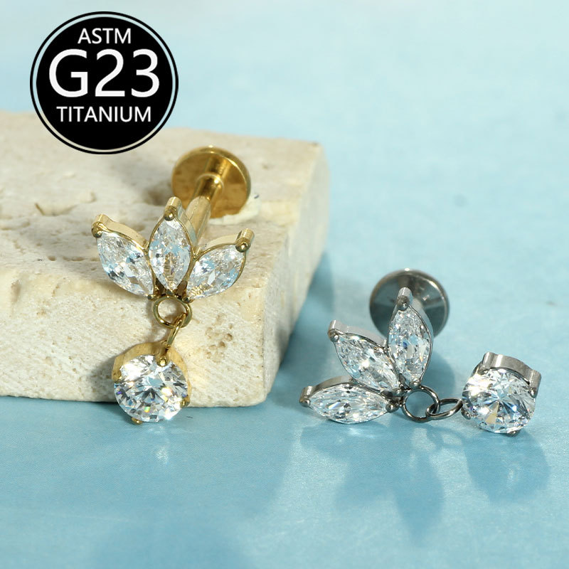 Labret piercing jewelry detail image