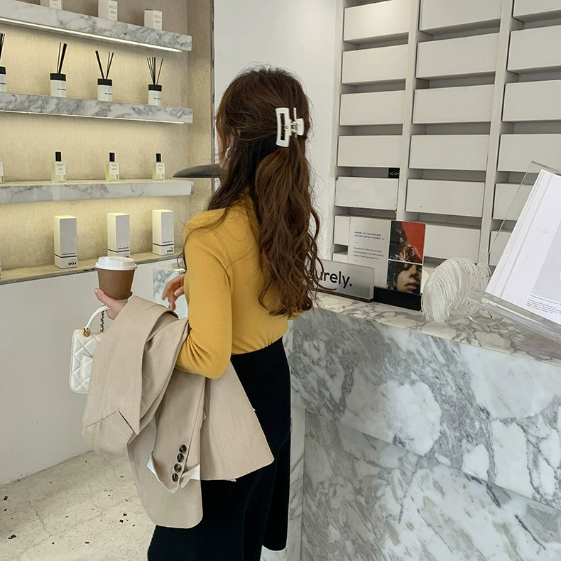 red sweater High Collar Hit Autumn and Winter New Style Sweater Women 's 2022 Solid Color Versatile Slim Fit Women Sweetshirts Traf Y2k brown cardigan