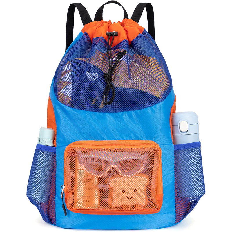 Cross-border wholesale large-capacity beach bag, foldable swimming storage bag, drawstring pouch, lightweight outdoor sports bag