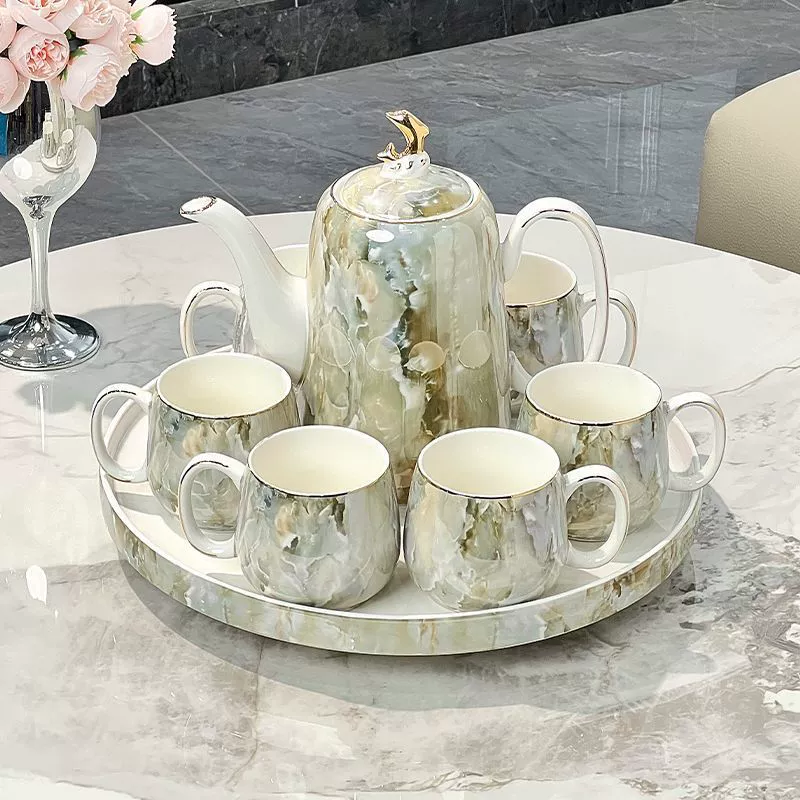 Чайный набор доступный люкс 2025 новый высококачественный керамический чайник чашка для воды чайная чашка для дома гостиной гостеприимства свадебный подарок