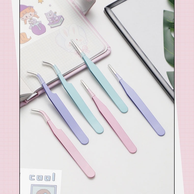 马卡龙色手账便携弯头尖头咕卡镊子手工diy贴纸捏子工具多肉夹子
