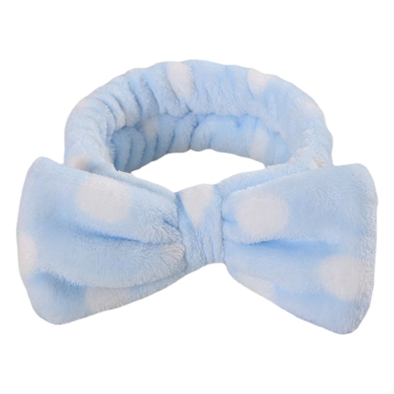 Europa y América Amazon lindo lunares de terciopelo coral arco banda de pelo femenino lavado de cara diadema maquillaje deportes accesorios para el cabello al por mayor