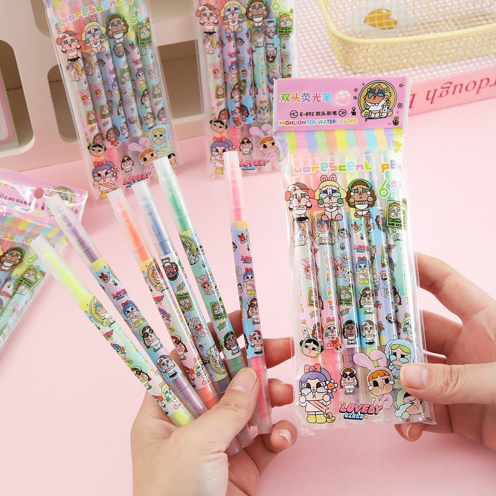 Transfronterizos extranjeros AI montaña y mar de doble cabeza puntero de resaltado puntero de tiburón puntero de madera puntero de escritura puntero de graffiti especial para tomar notas