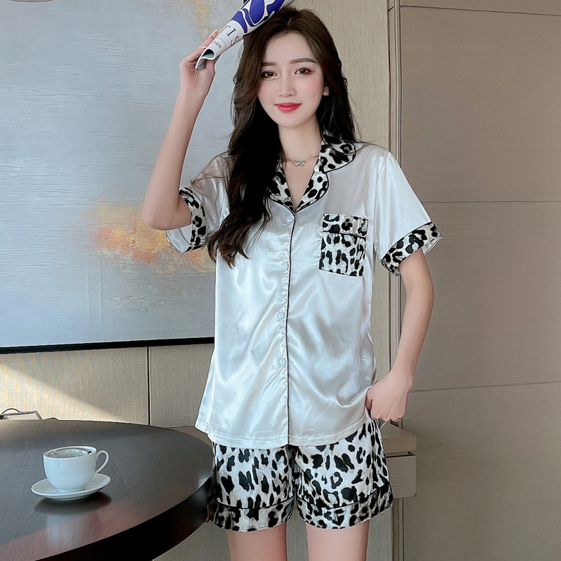 帮手描述图:睡衣女丝绸女士夏季短袖仿真丝冰丝薄款舒适家居服套