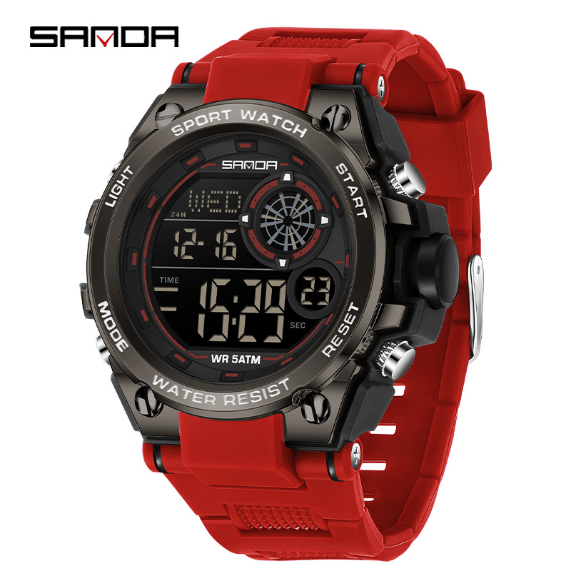 SANDA 6255 reloj estudiante multifunción cronógrafo deportivo reloj de pantalla digital electrónica impermeable de moda