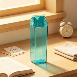 透明方形塑料牛奶杯单层办公便携不占地桌面整洁喝水杯子