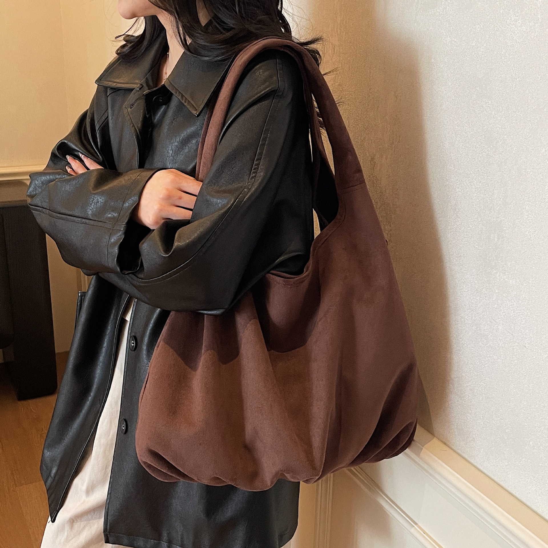 Suede Crossbody Bag For Women, Large Capacity Mother-Daughter Set, Casual Retro Hobo Bag, Commuter Shoulder Underarm Bag - Thumbnail 3