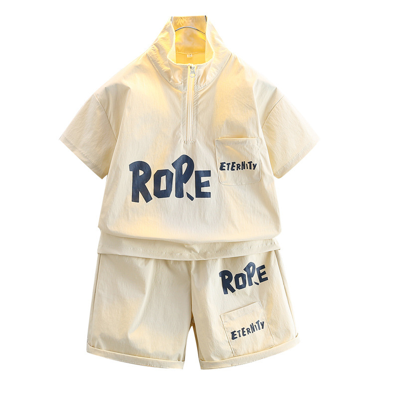 7423 Traje atractivo para niños Ropa de protección solar de manga corta de verano para niños Monos finos para bebés Chaleco de dos piezas