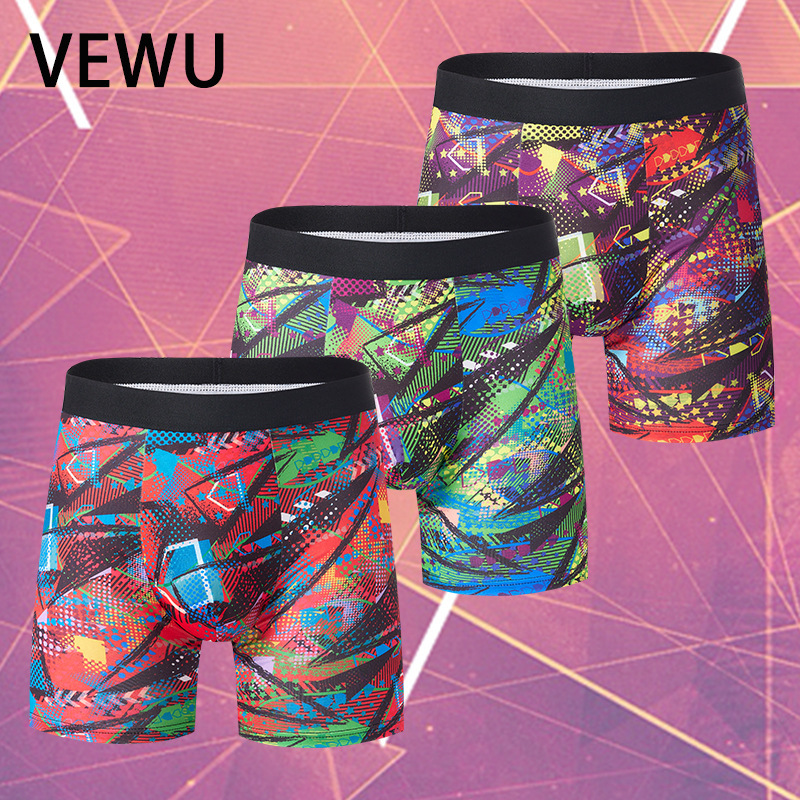 Men's Printed Boxer Underwear European and American Cross-border Hot Sale Exclusive for European Size Boxers Geometric Pattern Shorts Men's Breathable