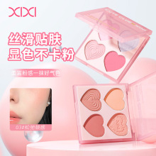 xixi甜心柔雾四色腮红盘低饱和修容自然裸妆提升气色纯欲少女胭脂