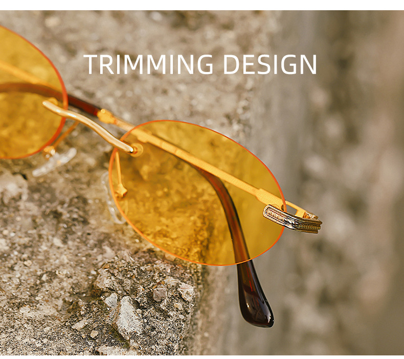 40g Weight Frameless Glasses Structure Sunglasses Classification Ac, UV400 Protection Lens Material Oval Frame Glasses Style Outdoor, Travel Occasion Solid Color Pattern All Seasons Season Unisex Gender Simple Style, Classic Style Style Simple Style Classic Style Solid Color Ac UV400 Protection Oval Frame Frameless Women's Sunglasses 2
