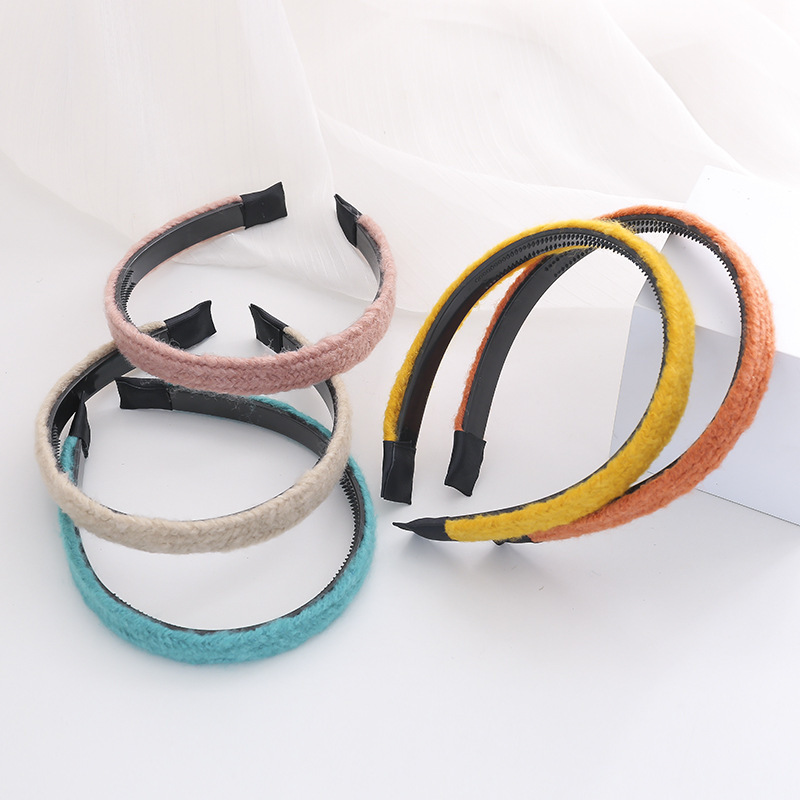 Otoño e Invierno ins colorido lana diadema femenina antideslizante pelo presionando retro horquilla femenina lavado de cara simple Internet celebridad Corea del Sur tocado