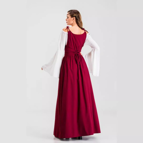 XS-XXXL Western-style Collared Bodice Girdle Medieval Renaissance Retro COS Dress Halloween Costume