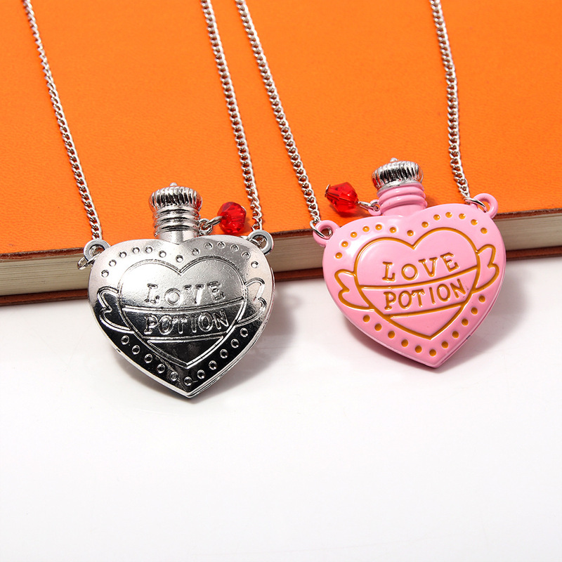 Valentine's Day gift simple fashion Love Potion Love poison necklace peach heart Love medicine bottle pendant