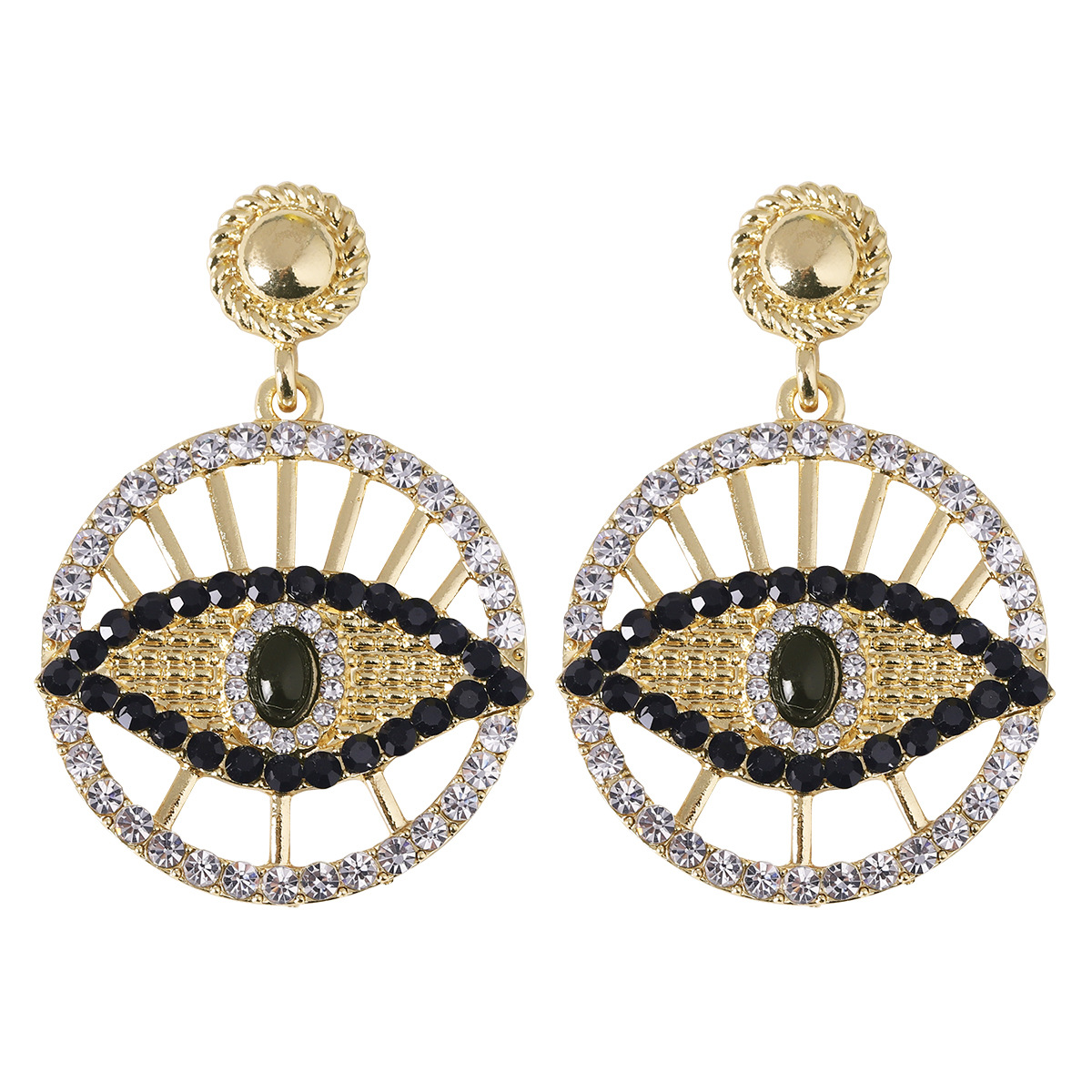 Fashion Devil's Eye Alloy Diamond Rhinestones Drop Earrings display picture 1