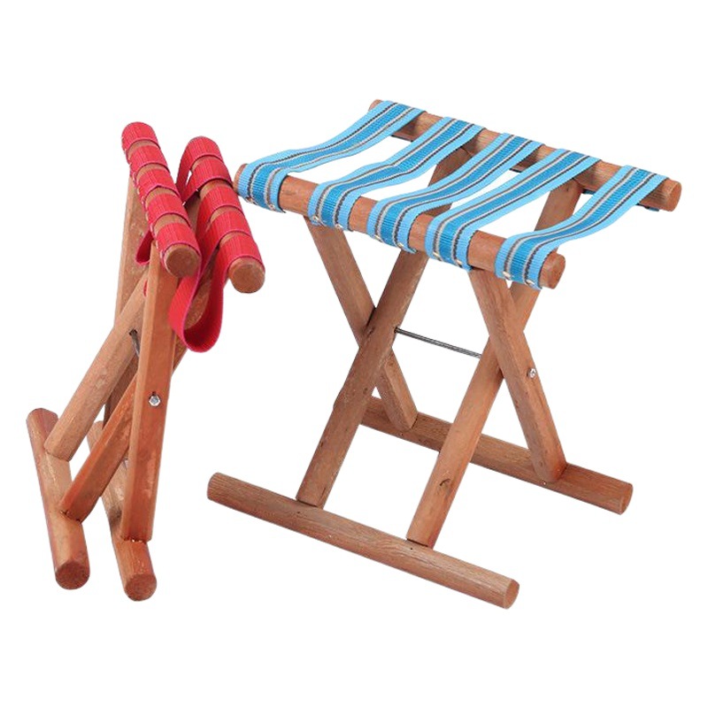 Solid Wood Folding Stool, Semi-Circular Stool, Round Pole Stool, Outdoor Household Military Training Folding Stool, Train Folding Stool