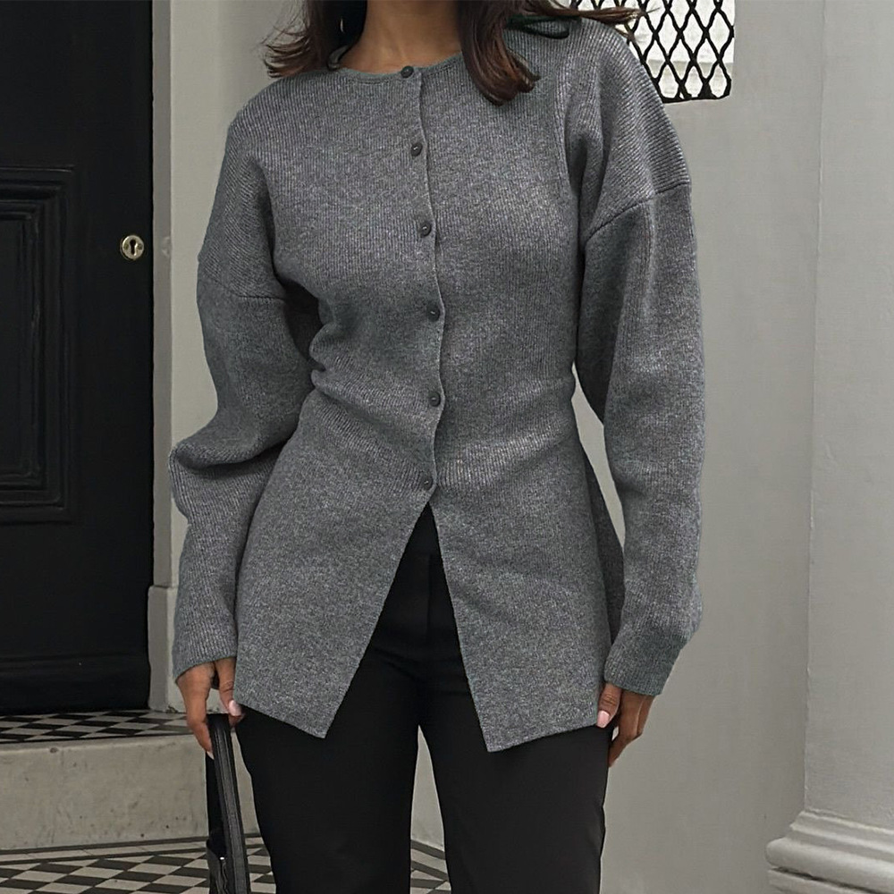 Suéter transfronterizo de otoño y invierno de Europa y los Estados Unidos 2026 nuevo tipo de cintura de botón de una sola fila de jersey cardigan temperamento delgado camisa de viaje image 6