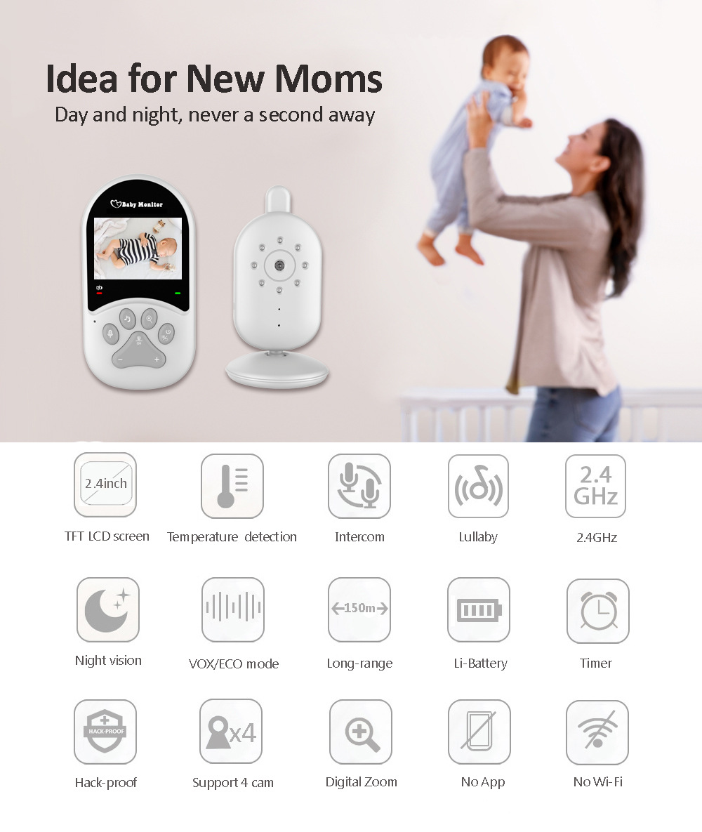 2.4寸高清LED屏无线婴儿监护器双向对讲婴儿看护器详情6