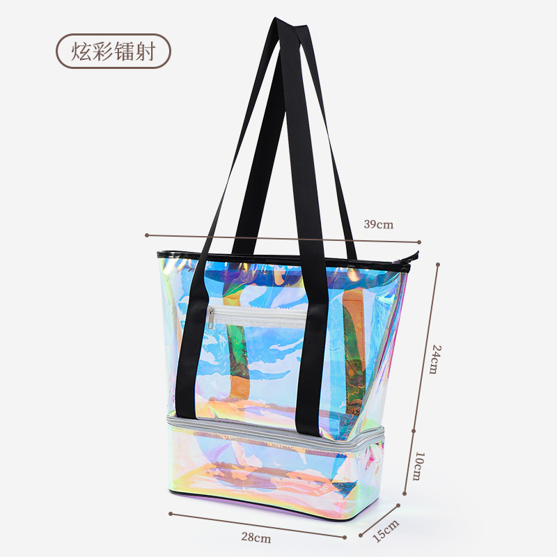 Bolso de punto de onda láser impermeable bolsa de baño de separación seca y húmeda bolsa de playa bolsa de playa de vacaciones de viaje pequeña hada viento
