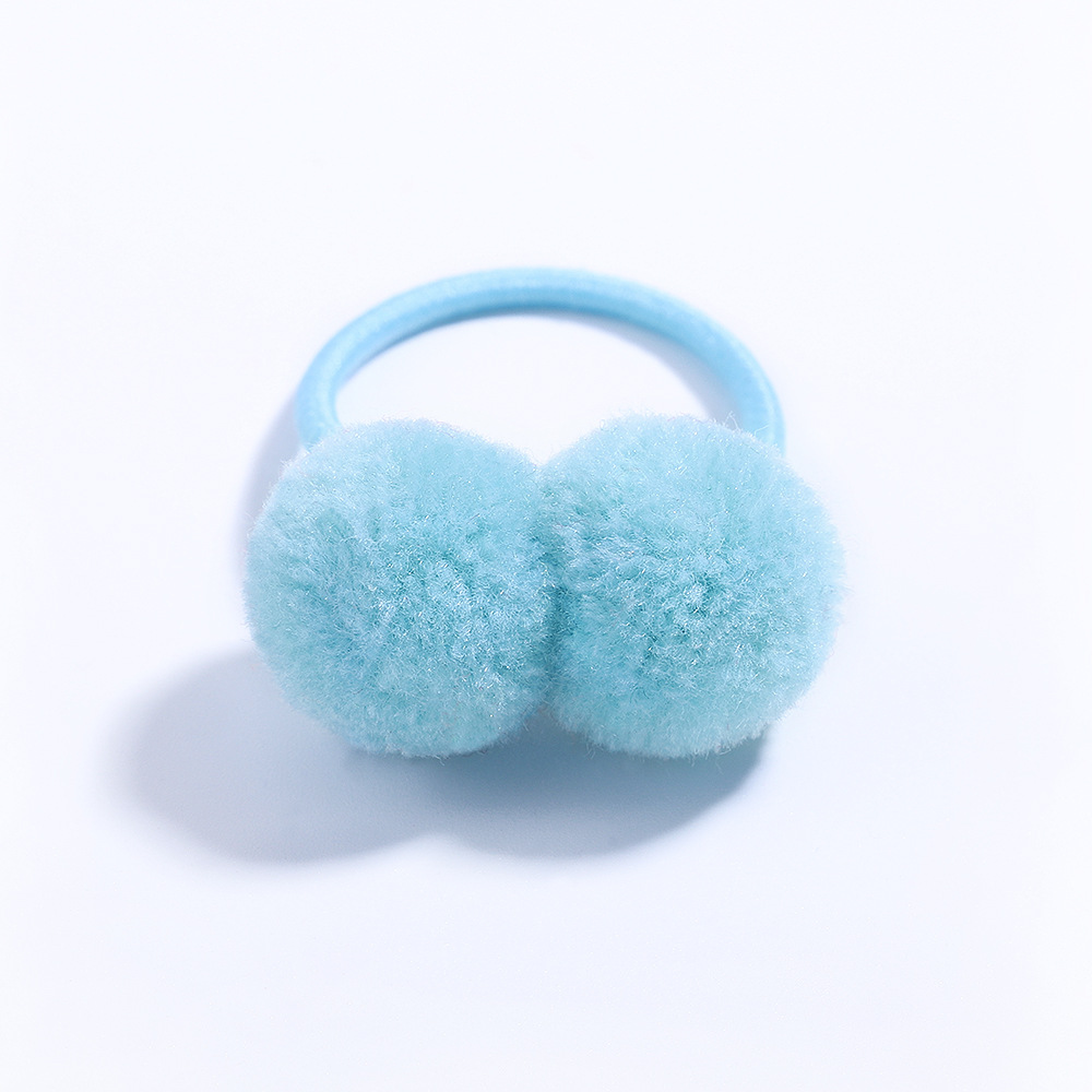 Fashion Round Solid Color Cloth Pom Poms Hair Tie 1 Piece display picture 5