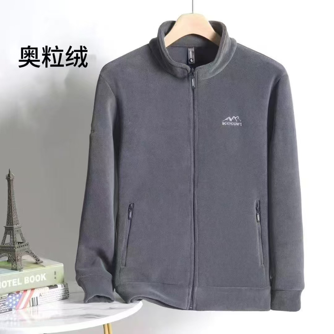 春季新款外套摇粒绒男夹克抓绒上衣休闲商务宽松户外运动男士外套