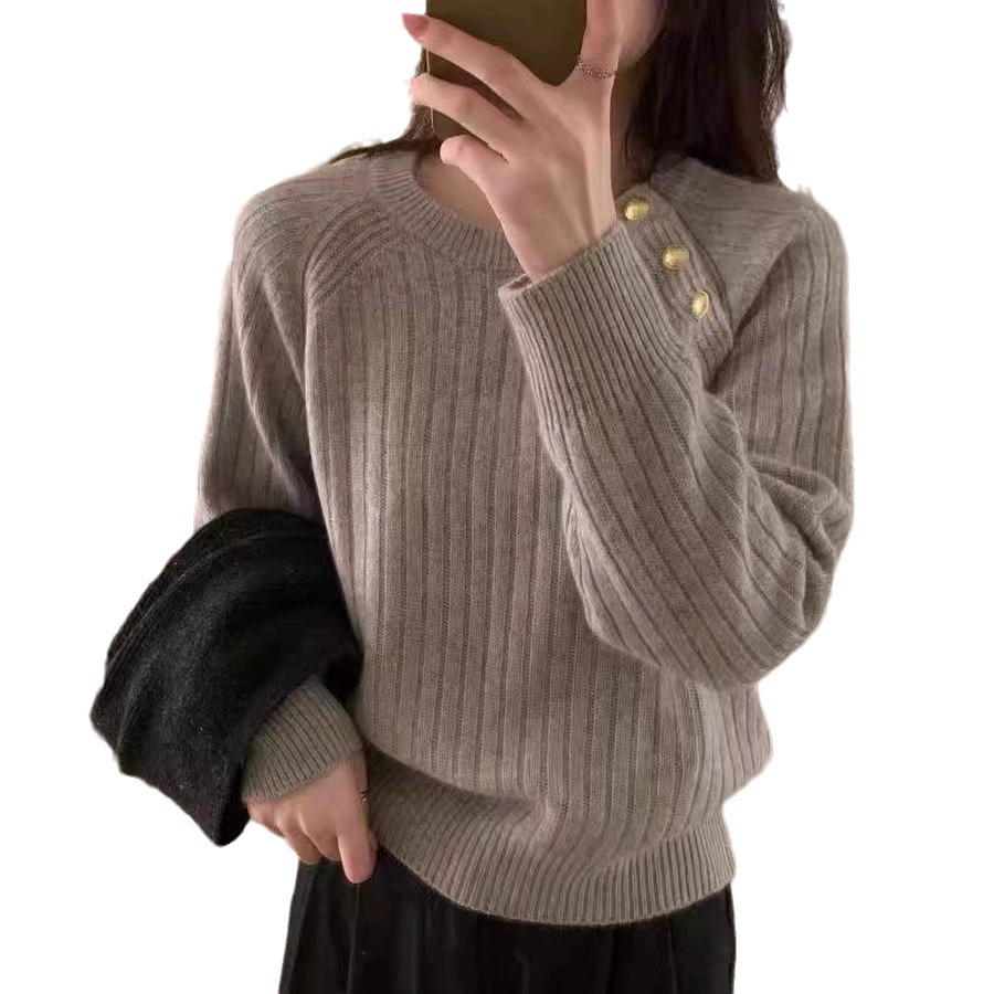 Woolen design demi-season sweater, high-quality style, trend of season, oversize