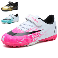 New Children's Soccer Shoes, Girls Magic Tape Kids' Soccer Shoes, Durable for Boys Competition and Training, TF Crumb Rubber