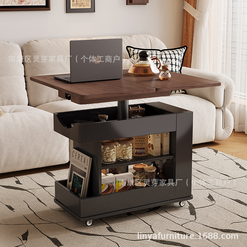 D 호두색 + 블랙 (높이 조절 접이식 상판) 전체 원목 친환경 합판