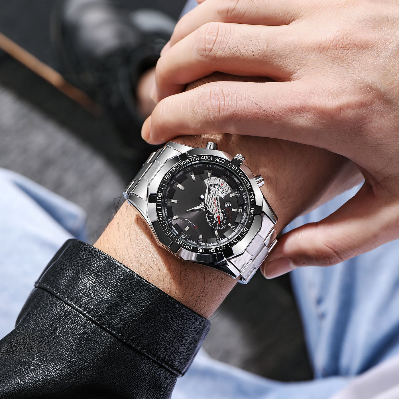 Wrist Watch Non-mechanical Watch Large Dial Men's Watch Men's Watch Super Large New Concept Calendar Creative Steel Belt One Piece_voghion.com