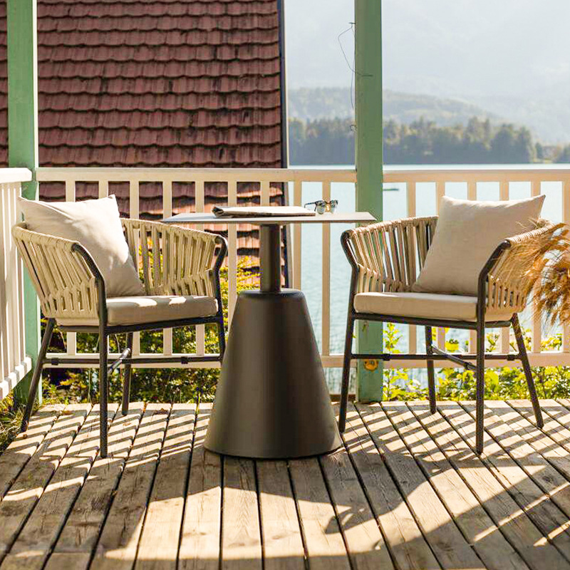 Mesa y silla al aire libre patio al aire libre jardín balcón a prueba de agua silla de vidra silla hotel villa ventas mesa y silla de aleación de aluminio image 12