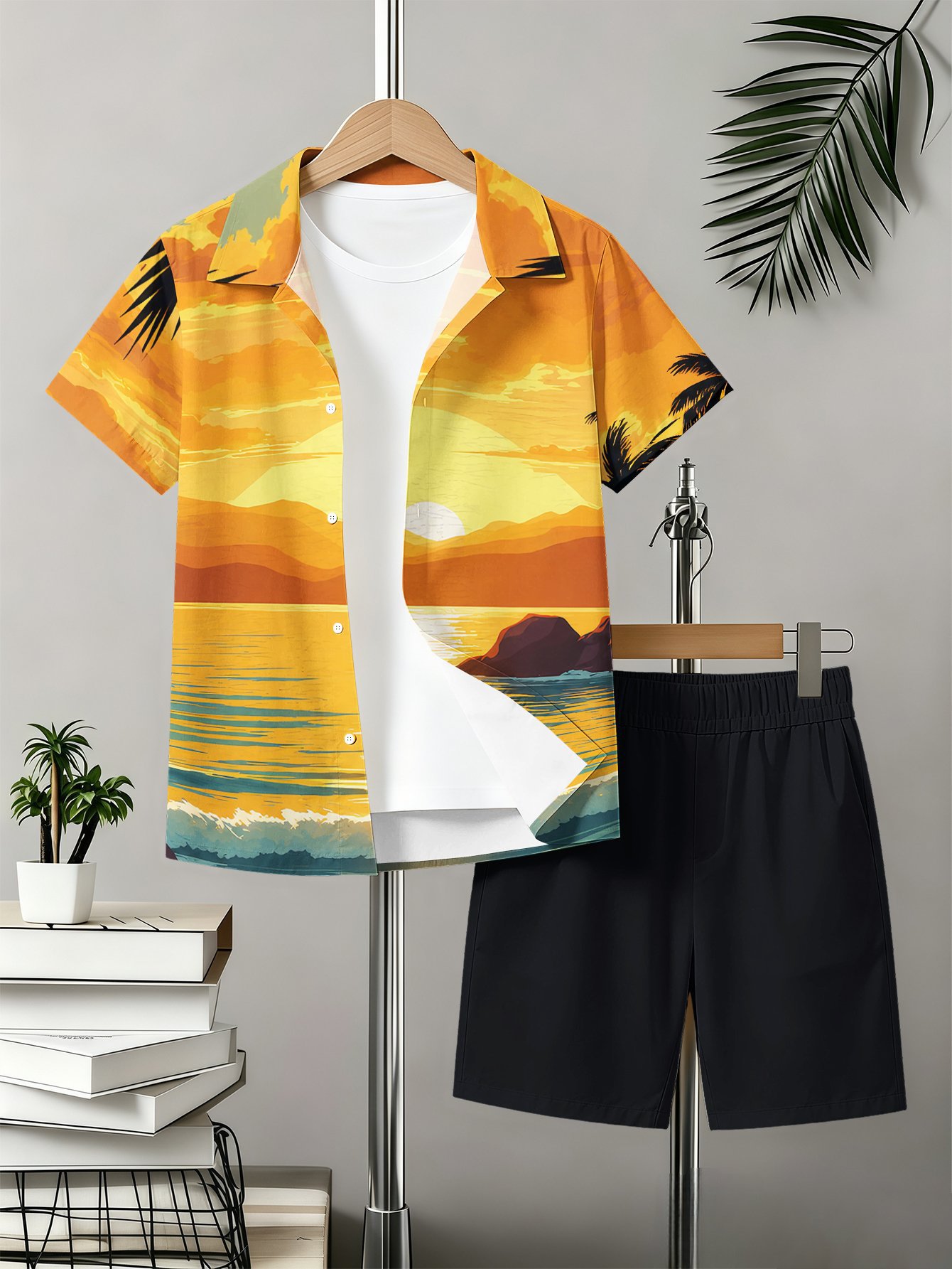 Sommer Set Mit Hemd Und Shorts Für Jungen Mit Totem-muster_voghion.com